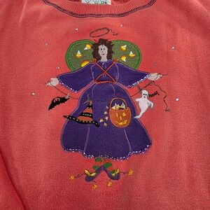 Vintage Halloween‎ Angel Sweatshirt Orange Spooky Cute Holiday Pullover Top